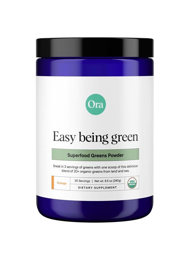 Ora Organic مسحوق الخضار - نباتي، خالي من الغلوتين، مشروب سوبر خضار عضوي للطاقة وإزالة السموم | مضادات الأكسدة والأعشاب التكيفية | مزيج من أكثر من 20 نوع من الخضار السوبر - نكهة الحمضيات، 30 حصة - Image 1