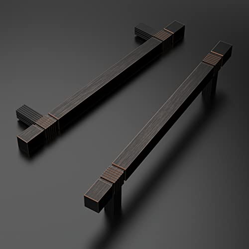 Amerdeco 10 Pack Oil Rubbed Bronze Kitchen Cabinet Pulls 5 Inch Hole Centers Cabinet Hardware Kitchen Handles for Cabinets Cupboard Handles Drawer Pulls T Bar ZH0021 - Image 2