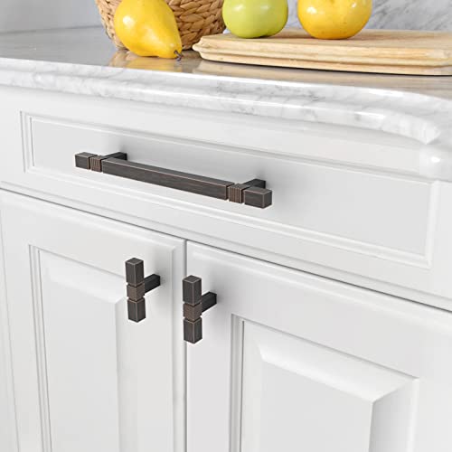 Amerdeco 10 Pack Oil Rubbed Bronze Kitchen Cabinet Pulls 5 Inch Hole Centers Cabinet Hardware Kitchen Handles for Cabinets Cupboard Handles Drawer Pulls T Bar ZH0021 - Image 4