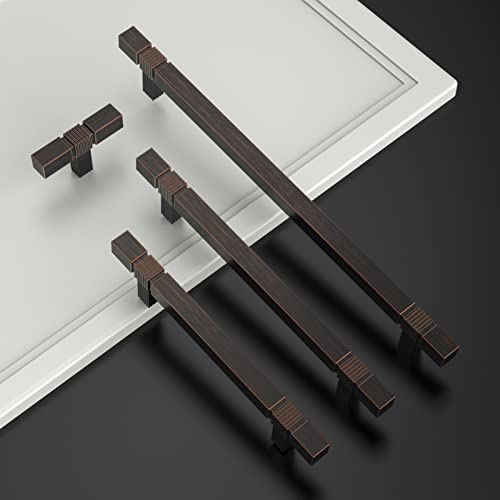 Amerdeco 10 Pack Oil Rubbed Bronze Kitchen Cabinet Pulls 5 Inch Hole Centers Cabinet Hardware Kitchen Handles for Cabinets Cupboard Handles Drawer Pulls T Bar ZH0021 - Image 3