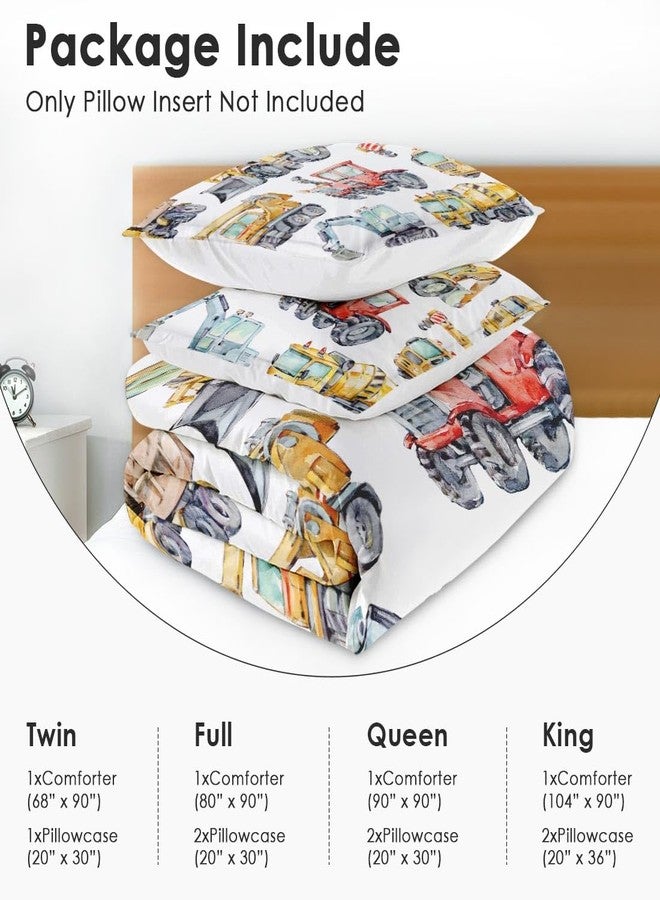 Nesphy Colorful Car Trucks Construction Comforter Set for Boys Kids Toddlers Teens Twin, Red Tractor Excavator Bedding Sets Water Washed Microfiber Bedding with 1 Comforter 1 Pillowcase All Season - Image 5