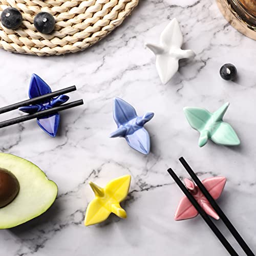 Calicage 12 Pack Ceramic Chopstick Rest Porcelain Chopstick Holder for Spoon Chopsticks Knife Tableware Origami Crane - Image 3