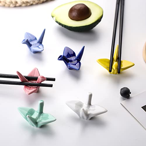 Calicage 12 Pack Ceramic Chopstick Rest Porcelain Chopstick Holder for Spoon Chopsticks Knife Tableware Origami Crane - Image 4