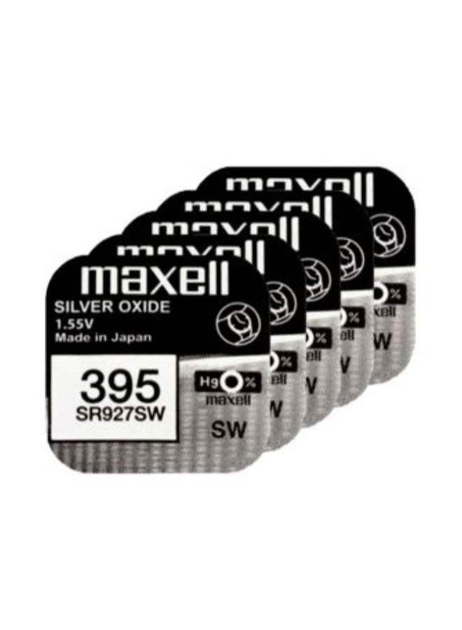 ماكسل 5 قطع ماكسيل 395/SR927SW أكسيد الفضة 1.55 فولت - البطاريات