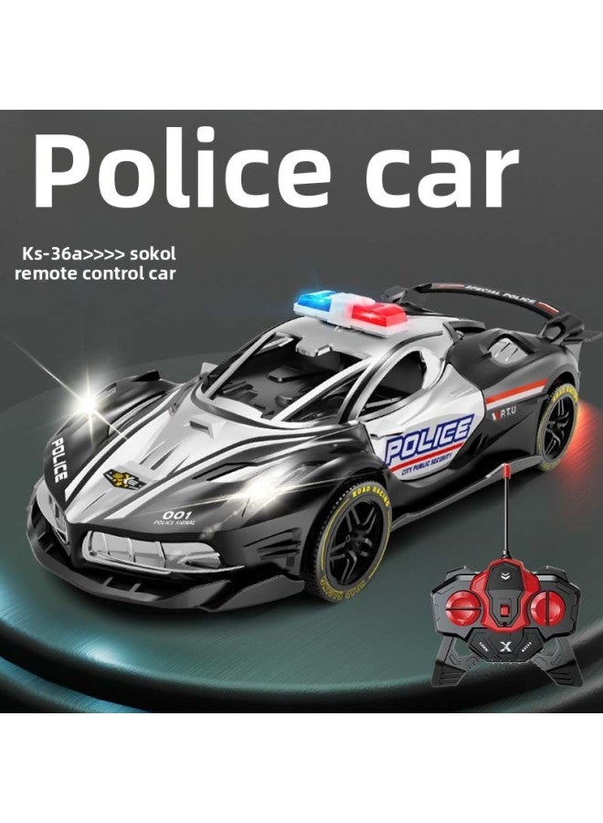 6-12 Years Old Children RC Remote Control Toy Racing Model Hand Control Drift Rechargeable Double Door Sports Car Model Gift-Color:Extra Large + Double Car Lights Pulling Remote Control Police Car 【black】 Mail Order Box-Scale:High-end Version 【lithium Battery * 3 + Charging Cable + Screwdriver + Remote Control Battery】 - Image 1