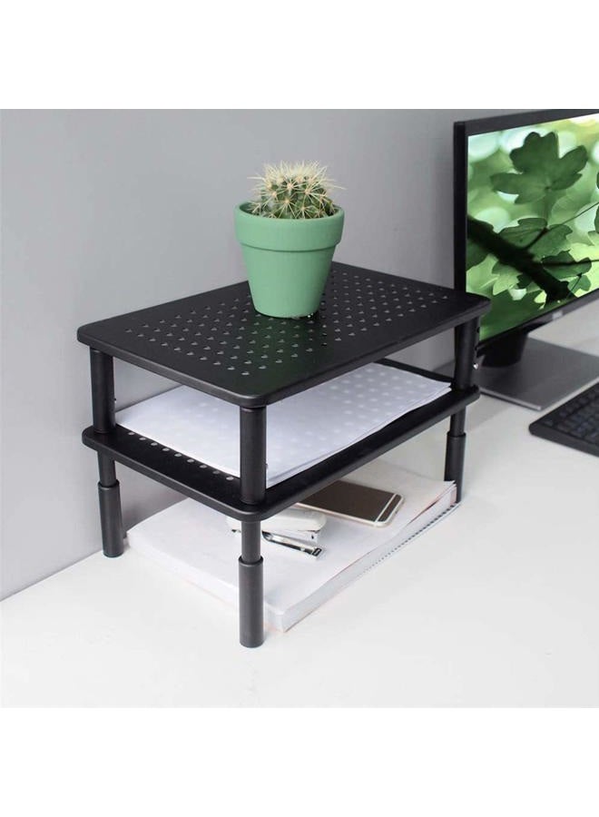Bracwiser Monitor Stand Riser,3 Level Height Adjustable Desktop monitor stand for Computer, Laptop, Printer, Notebook with Vented Metal Platform 370X235MM MST003-2,2 Packs,Black - Image 3