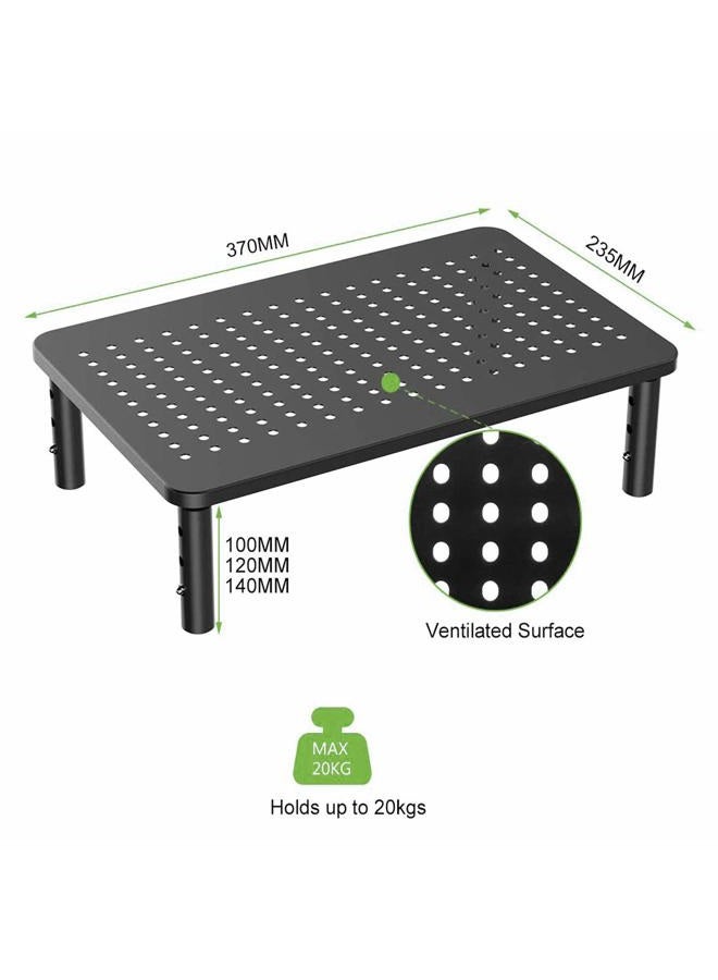 Bracwiser Monitor Stand Riser,3 Level Height Adjustable Desktop monitor stand for Computer, Laptop, Printer, Notebook with Vented Metal Platform 370X235MM MST003-2,2 Packs,Black - Image 4