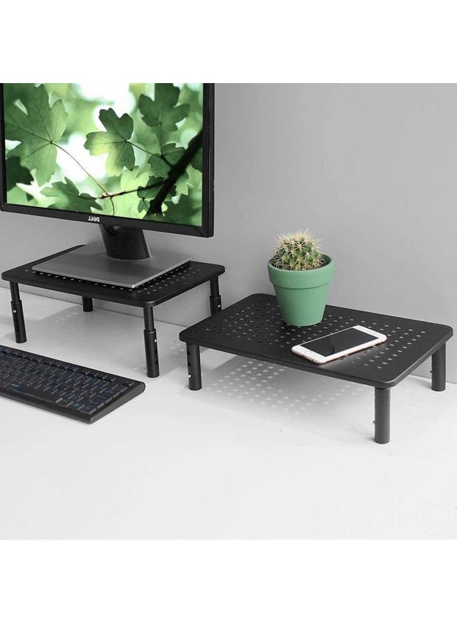 Bracwiser Monitor Stand Riser,3 Level Height Adjustable Desktop monitor stand for Computer, Laptop, Printer, Notebook with Vented Metal Platform 370X235MM MST003-2,2 Packs,Black - Image 2
