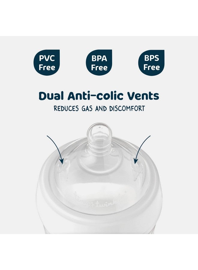 Tiny Twinkle Silicone Baby Bottle With Comfort Grip And Soft Flexible Nipple - Squeezably Soft Baby Bottles For Newborn And Up (White, 6 Ounce) - Image 3