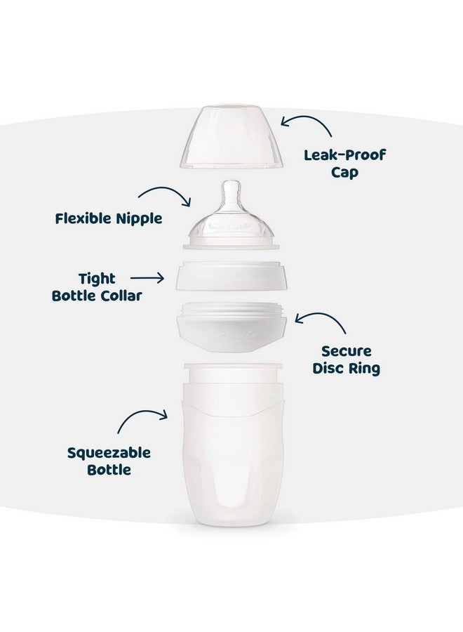 Tiny Twinkle Silicone Baby Bottle With Comfort Grip And Soft Flexible Nipple - Squeezably Soft Baby Bottles For Newborn And Up (White, 6 Ounce) - Image 4