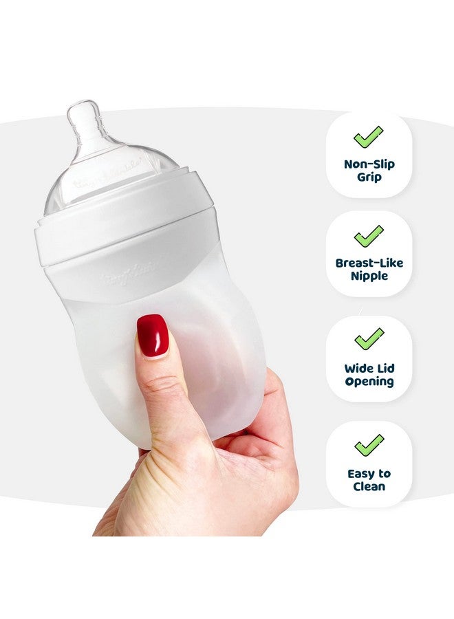Tiny Twinkle Silicone Baby Bottle With Comfort Grip And Soft Flexible Nipple - Squeezably Soft Baby Bottles For Newborn And Up (White, 6 Ounce) - Image 5