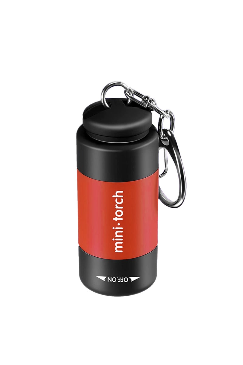 1 Red USB Rechargeable LED Multifunctional Strong light Pocket Keychain  Flashlight Waterproof Outdo