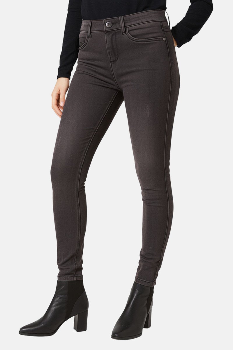 ONLY Women Skinny Fit 32 Inseam Regular Waist Solid Stretchable Jeans, Grey - Image 2