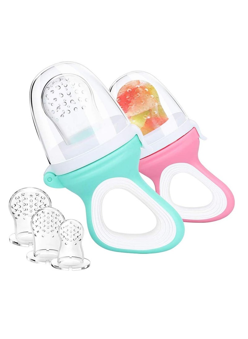 ORiTi 2 PCs Baby Food Fruit Feeder Pacifier with 3 PCs Replacement Silicone Pouches - Image 1