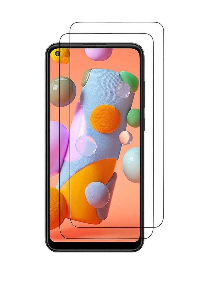 Super 2 Pieces Tempered Glass Screen Protector Clear Designed For Samsung Galaxy A11 Full Screen Coverage And Bubble Free - Image 1