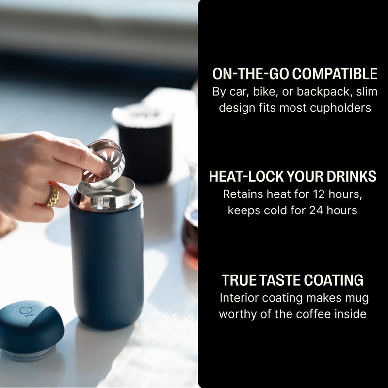 Fellow 16 oz Carter Move Travel Mug - Vacuum-Insulated Stainless Steel Travel Coffee Mug - Coffee Tumbler with Ceramic Interior and Splash Guard - Stone Blue - Image 3