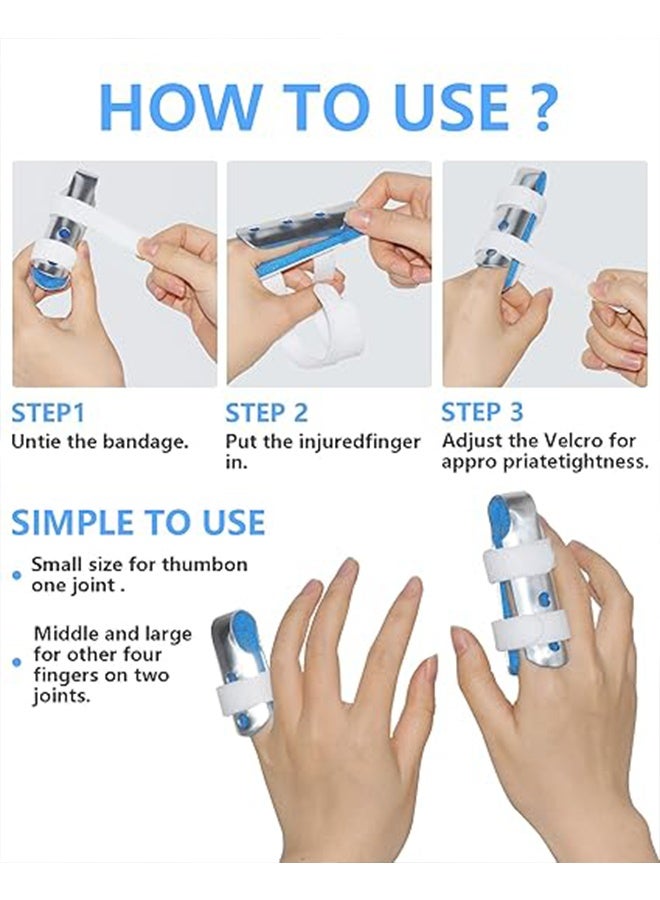 6 قطع من جبائر الأصابع، دعامات تثبيت الأصابع، مثبتات للأصابع المكسورة، تقويم مفاصل الأصابع المصابة بالتهاب المفاصل، أزرق - Image 4