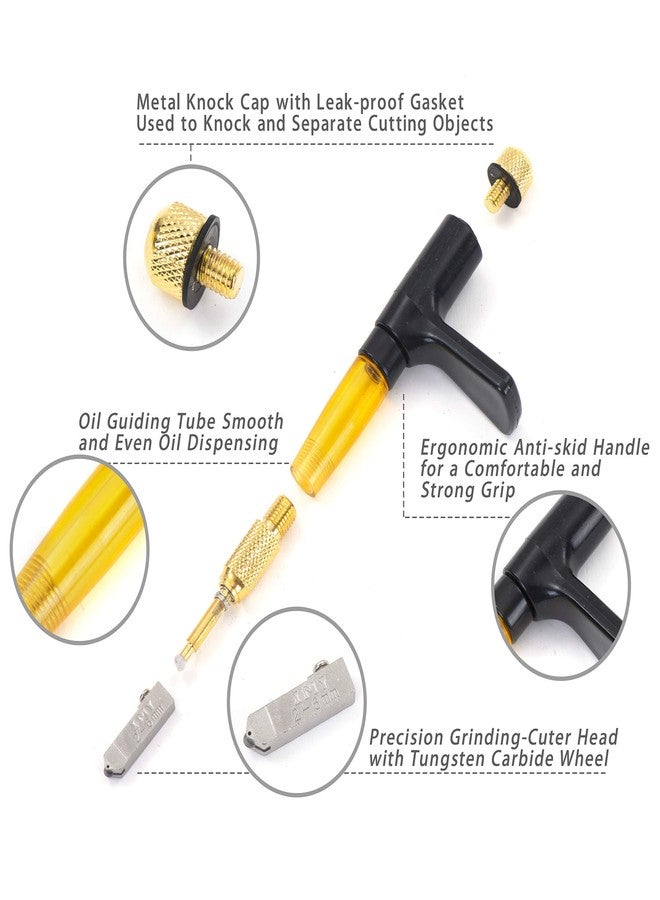 IMT Pistol Grip Oil Feed Glass Cutter Tungsten Carbide, Professional Stained Glass Cutting Tool with 3 Cutting Head 2mm-20mm, Professional Mosaic Art Tool - Image 2