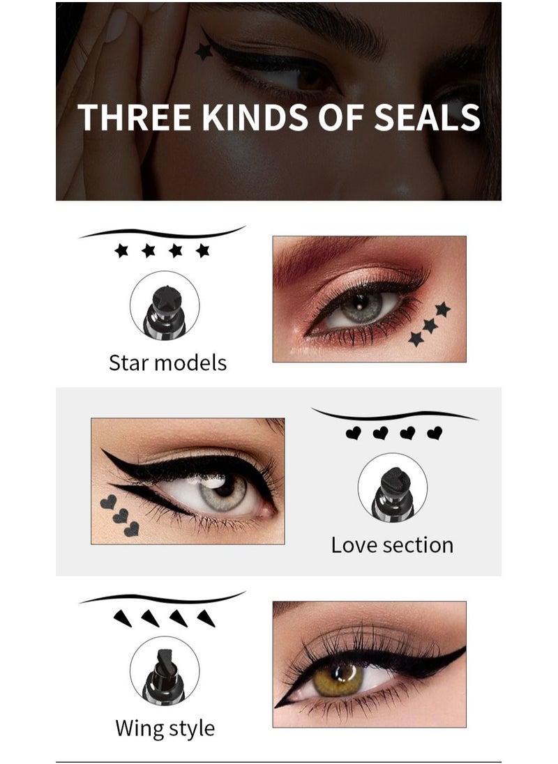 YANQINA - Black Liquid Eyeliner Stamp Heart Stamp Eyeliner Pen Double Side Seal Waterproof Eyeliner Pencil Long Lasting Smudge Proof Tattoo Tools Eye Liner Makeup - Image 1