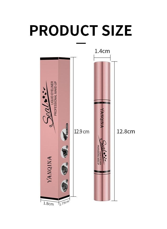YANQINA - Black Liquid Eyeliner Stamp Heart Stamp Eyeliner Pen Double Side Seal Waterproof Eyeliner Pencil Long Lasting Smudge Proof Tattoo Tools Eye Liner Makeup - Image 1