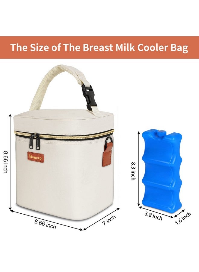 Mancro Breastmilk Cooler Bag with Ice Pack, Fits 6 Insulated Baby Bottles Up to 9 Ounce, Breast Milk Cooler for Nursing Mom (Cream) - Image 2