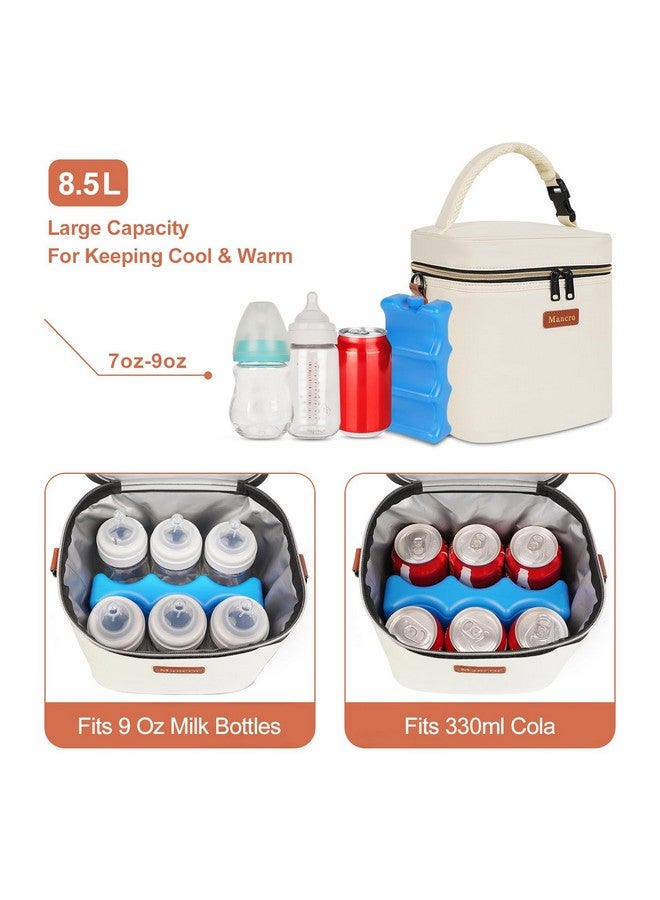 Mancro Breastmilk Cooler Bag with Ice Pack, Fits 6 Insulated Baby Bottles Up to 9 Ounce, Breast Milk Cooler for Nursing Mom (Cream) - Image 3