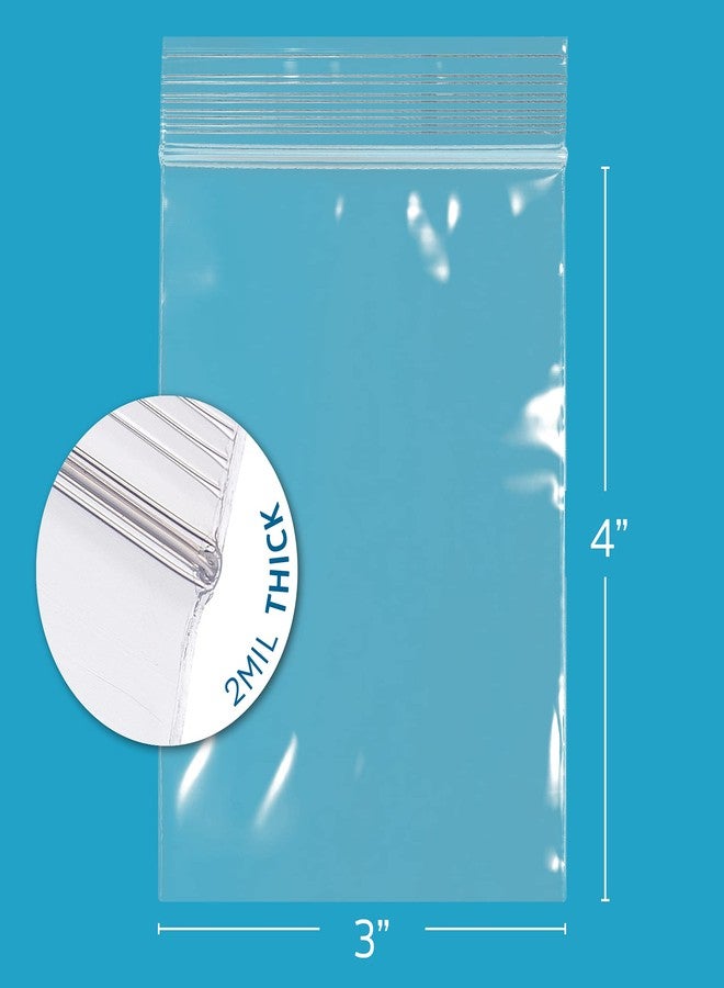 GPI Clear Plastic RECLOSABLE ZIPLOCK Bags - Bulk Pack of 100 3" x 4" 2 mil Thick Strong & Durable Poly Baggies with Resealable Zip Top Lock for Travel, Storage, Packaging & Shipping. - Image 2
