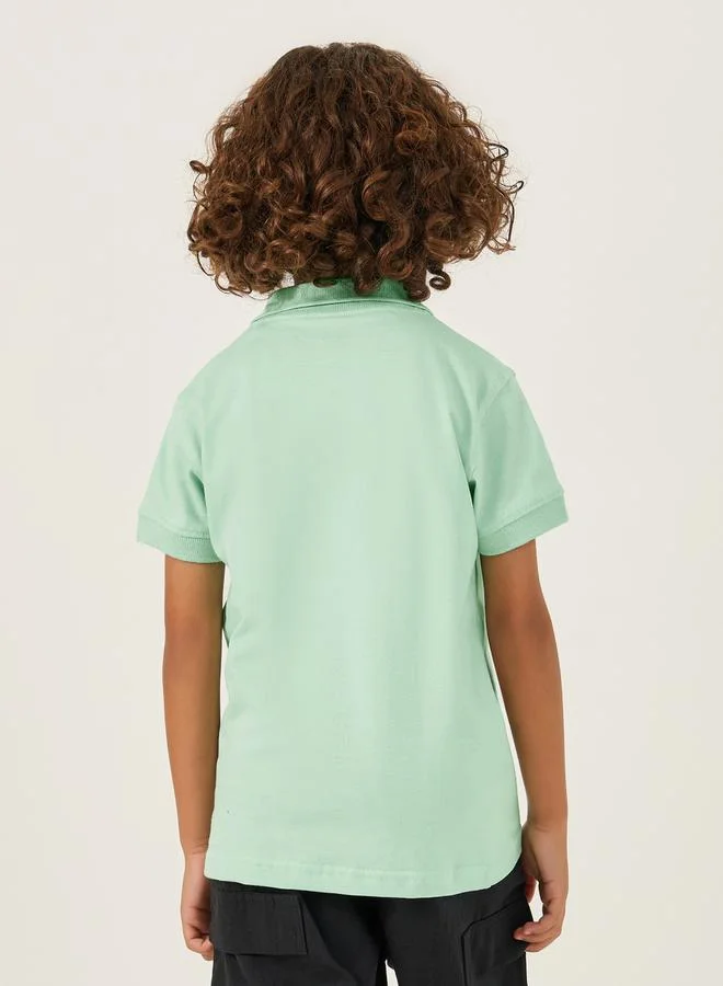 Styli Slogan Print Regular Fit Polo Neck T-Shirt