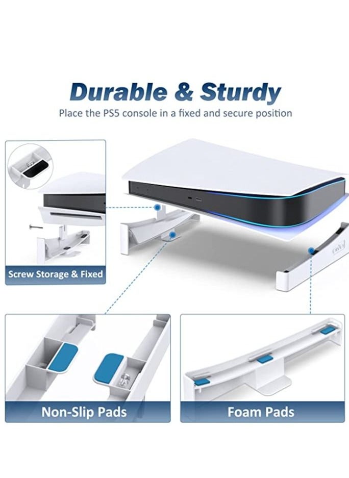 Intag - OIVO PS5 Horizontal Stand, PS5 Accessories Base Stand Compatible with Playstation 5 Console Disc & Digital Editions, Upgraded PS5 Desk Stand with Screw Fixing (White) - Image 1