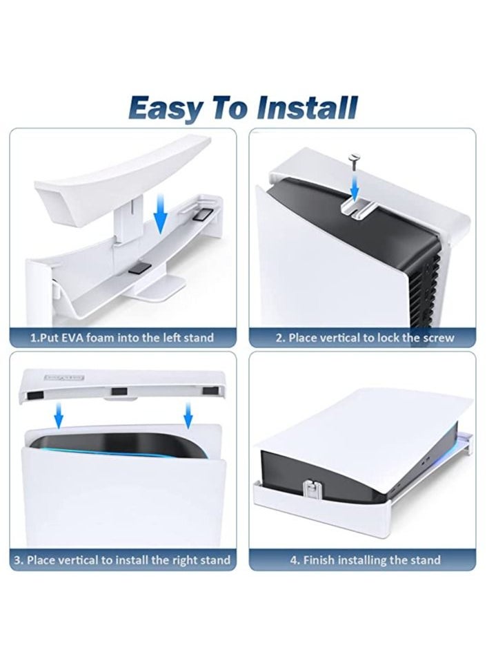 Intag - OIVO PS5 Horizontal Stand, PS5 Accessories Base Stand Compatible with Playstation 5 Console Disc & Digital Editions, Upgraded PS5 Desk Stand with Screw Fixing (White) - Image 1