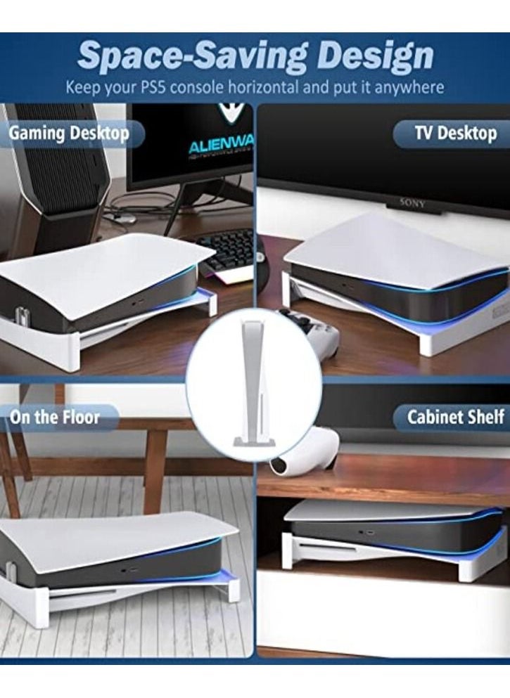 Intag - OIVO PS5 Horizontal Stand, PS5 Accessories Base Stand Compatible with Playstation 5 Console Disc & Digital Editions, Upgraded PS5 Desk Stand with Screw Fixing (White) - Image 1