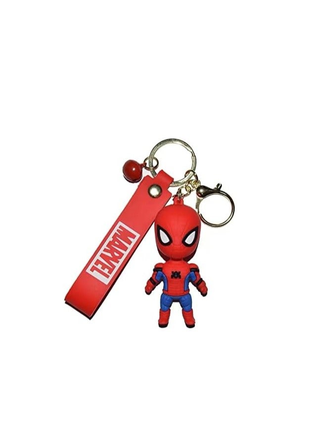 سبايدر مان سلسلة مفاتيح مطاطية ثلاثية الأبعاد من Super Hero Spider Man Marvel Avengers ثلاثية الأبعاد من مطاط السيليكون PVC مع سلسلة معدنية بخطاف حبل - Image 1
