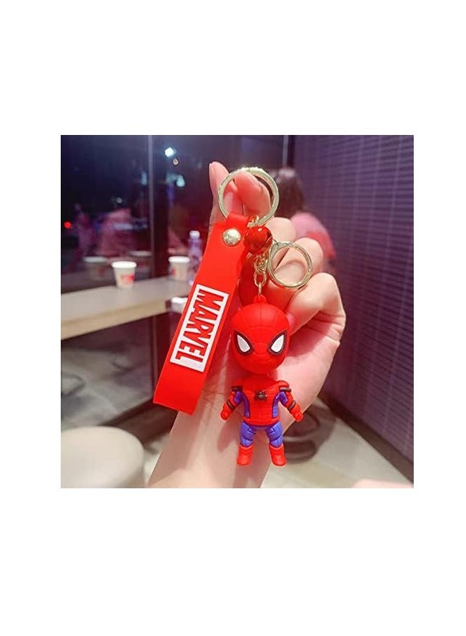 سبايدر مان سلسلة مفاتيح مطاطية ثلاثية الأبعاد من Super Hero Spider Man Marvel Avengers ثلاثية الأبعاد من مطاط السيليكون PVC مع سلسلة معدنية بخطاف حبل - Image 2