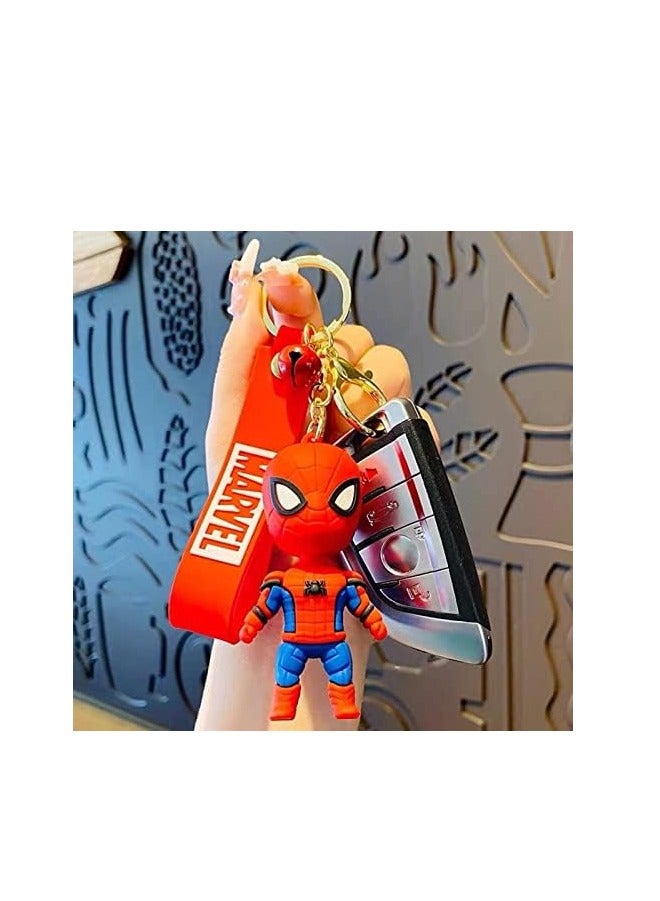 سبايدر مان سلسلة مفاتيح مطاطية ثلاثية الأبعاد من Super Hero Spider Man Marvel Avengers ثلاثية الأبعاد من مطاط السيليكون PVC مع سلسلة معدنية بخطاف حبل - Image 3