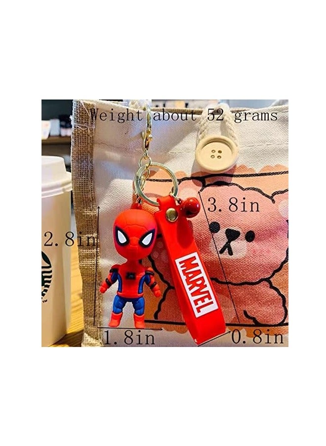 سبايدر مان سلسلة مفاتيح مطاطية ثلاثية الأبعاد من Super Hero Spider Man Marvel Avengers ثلاثية الأبعاد من مطاط السيليكون PVC مع سلسلة معدنية بخطاف حبل - Image 4
