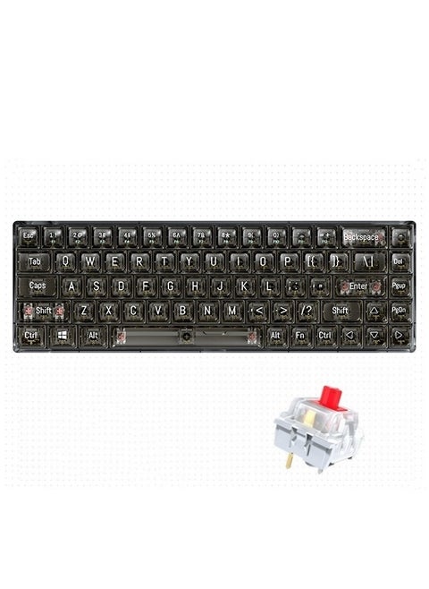 Transparent Gaming Keyboard,68 Keys USB Wired Mechanical Keyboard with Transparent PBT Keycaps and RGB Side Light for Office Gaming,Suitable for PC/Ps4/Xbox Gamers,Red Switch