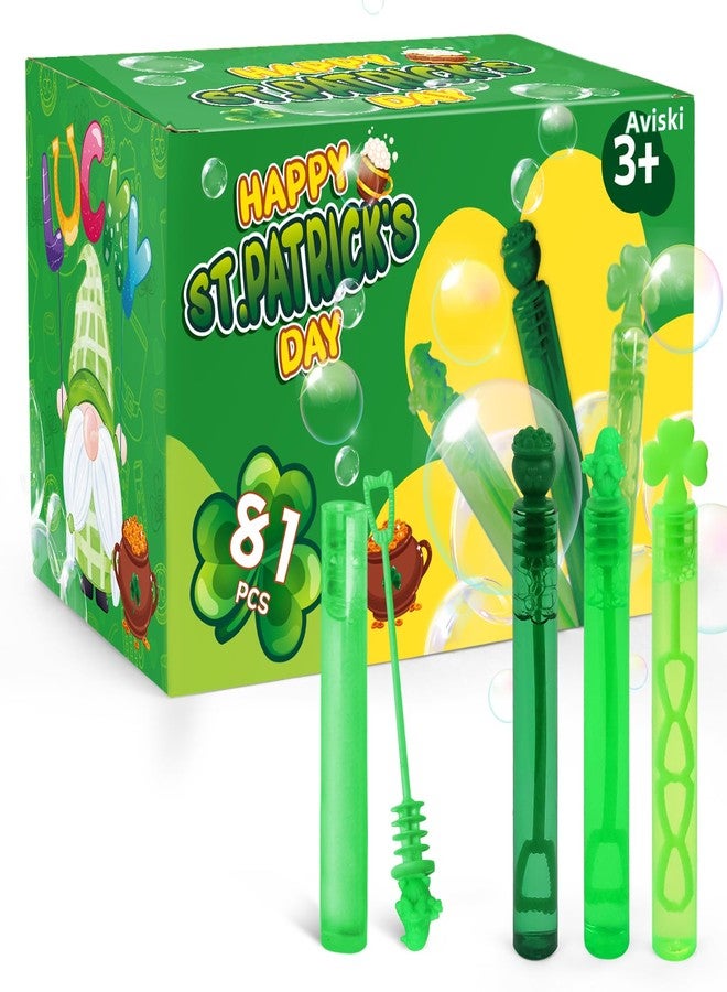 Aviski 81Pcs St Patricks Day Bubble Wands, Mini Bubble Wands for Saint Paddy Day Party Favors, Irish Green Gift Toys for Girls Boys Kids Toddler Adults, Party Bag Stuffers Goodie Bag Filler, Classroom Prizes - Image 1