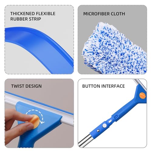MRDARENSU Professional Window Cleaning kit, 2-in-1 Window Squeegee with 51" Extension Poles, Suitable for Indoor & Outdoor Windows, High Glass, High Windows, Multi-Purpose Car Windshield Cleaning - Image 5