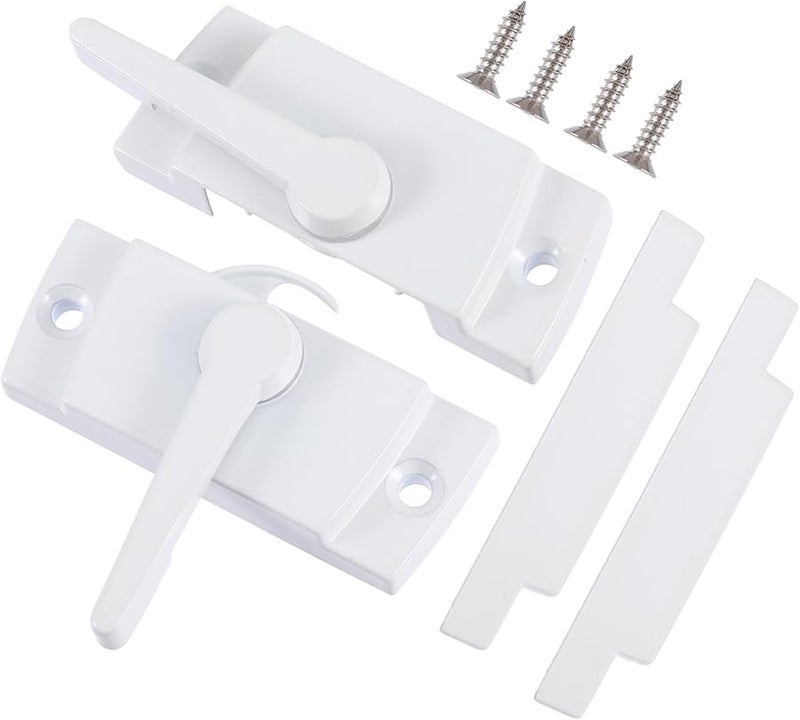 Jojofuny 4 Sets White Sliding Window Security Lock Zinc Alloy Theft Latch Easy Installation for Home Safety - Image 1
