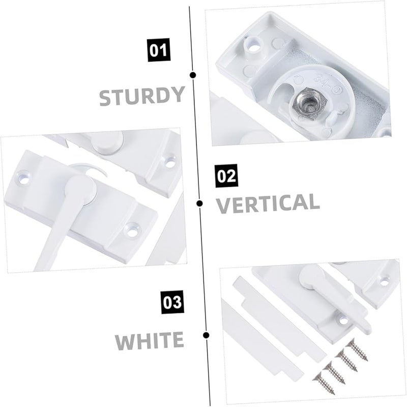 Jojofuny 4 Sets White Sliding Window Security Lock Zinc Alloy Theft Latch Easy Installation for Home Safety - Image 3