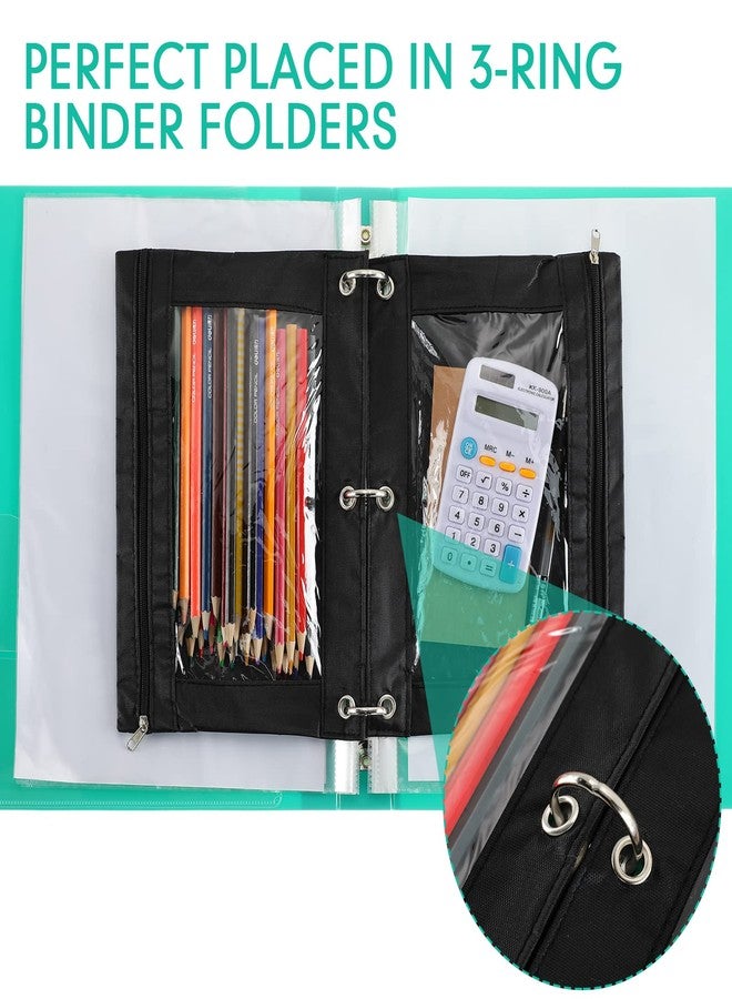 Marspark 30 Packs Pencil Pouch 3 Ring Binder Pen Pouch Cloth Pencil Pouches Zipper Pen Case Bag with Clear Window for School Office Writing Supplies Gifts(Black) - Image 4