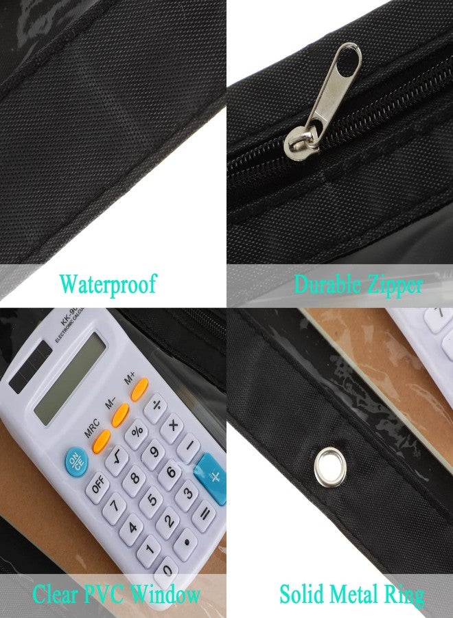 Marspark 30 Packs Pencil Pouch 3 Ring Binder Pen Pouch Cloth Pencil Pouches Zipper Pen Case Bag with Clear Window for School Office Writing Supplies Gifts(Black) - Image 3