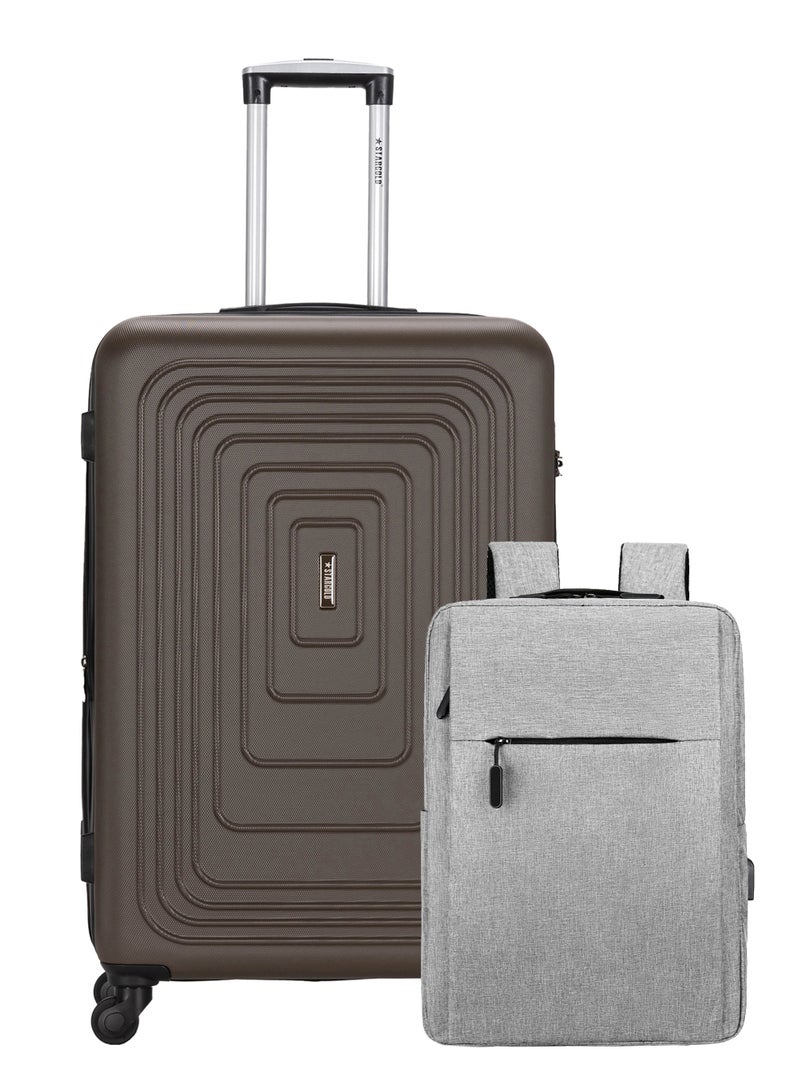 STARGOLD 24" Lightweight Hard Shell Suitcase – ABS Unbreakable Travel Luggage, Trolley Bag with 360° Rotating Wheels, Combination Lock & Free Laptop Backpack