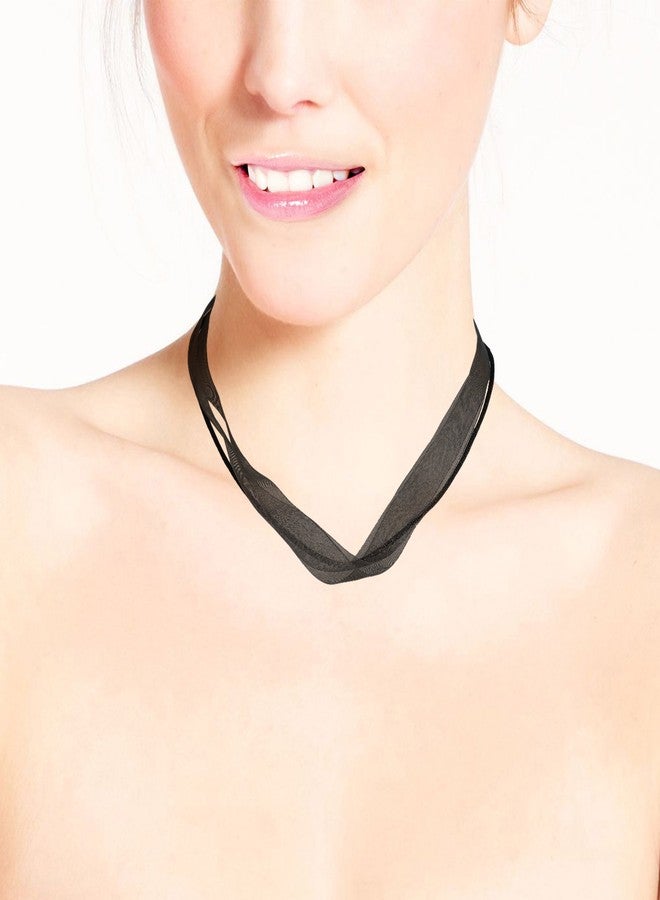 ايرافيدا قلادة شوكر أنيقة ومتعددة الاستخدامات من AeraVida، مصنوعة من شريط حريري أسود مزدوج مع مشبك من الفضة الإسترليني عيار 925 - Image 5