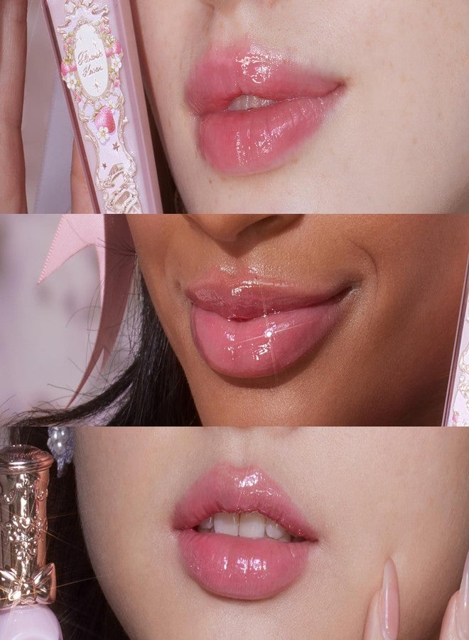 Flower Knows لمعان الشفاه اللامع من فلاور نوز بالفراولة البنفسجية روكوكو، زيت شفاه مرطب لامع، مكياج لزيادة حجم الشفاه للبنات والنساء، نباتي وخالي من القسوة، 0.12 أونصة سائلة، 1 قطعة (G01 ماكرون الفراولة) - Image 4