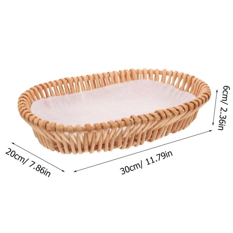Woven Rattan Oval Bread Basket Small Size Multi Function Kitchen Storage - Image 3