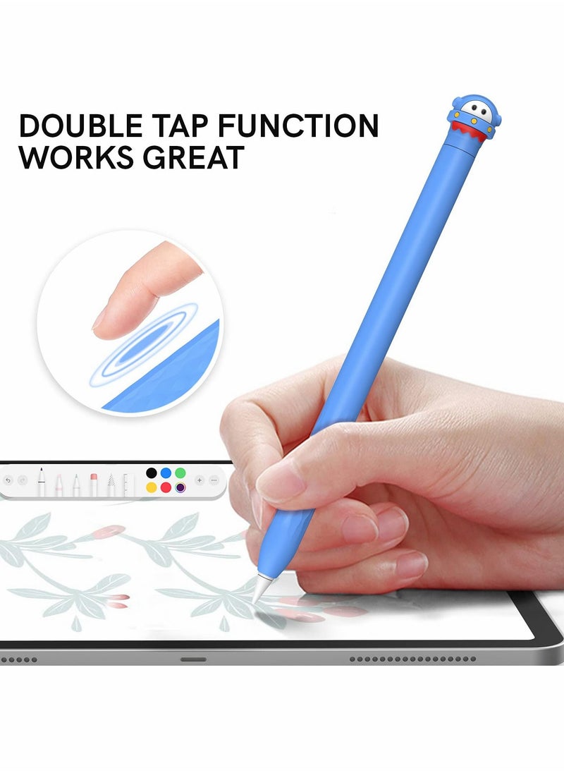 Y&D Protective Case for Apple Pencil 2nd Generation, Cute Soft Silicone Cartoons Cover Sleeve Accessories Compatible Generation (Blue)  - Image 4