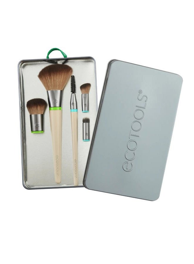 Ecotools Interchangeables Daily Essentials Total Face Makeup Brush Kit, Essential Oils, Multiuse Face Makeup Brushes, Bronzer, Blush, Powder, & Eyeshadow Brushes, Cruelty-Free & Vegan, 8 Piece Set - Image 2