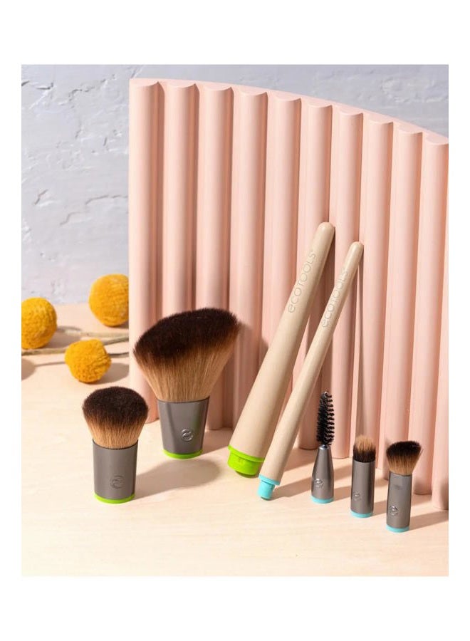 Ecotools Interchangeables Daily Essentials Total Face Makeup Brush Kit, Essential Oils, Multiuse Face Makeup Brushes, Bronzer, Blush, Powder, & Eyeshadow Brushes, Cruelty-Free & Vegan, 8 Piece Set - Image 3