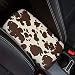 Dreaweet Brown Cow Print Auto Center Console Pad Breathable Car Armrest Seat Box Cover Protector Universal Fit Cushion for Most Cars - Image 2
